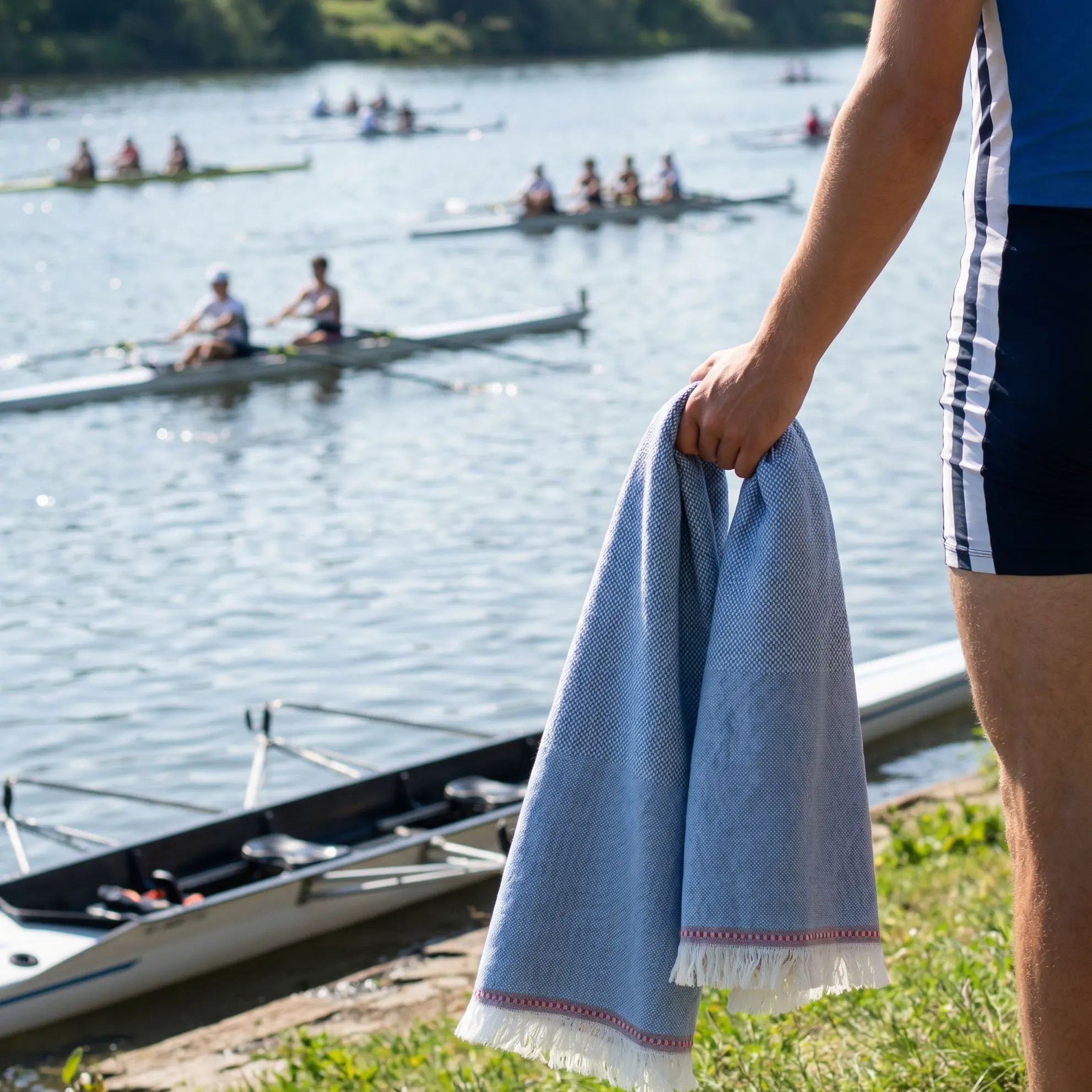 Badetuch Baumwolle Large Blau Rudern