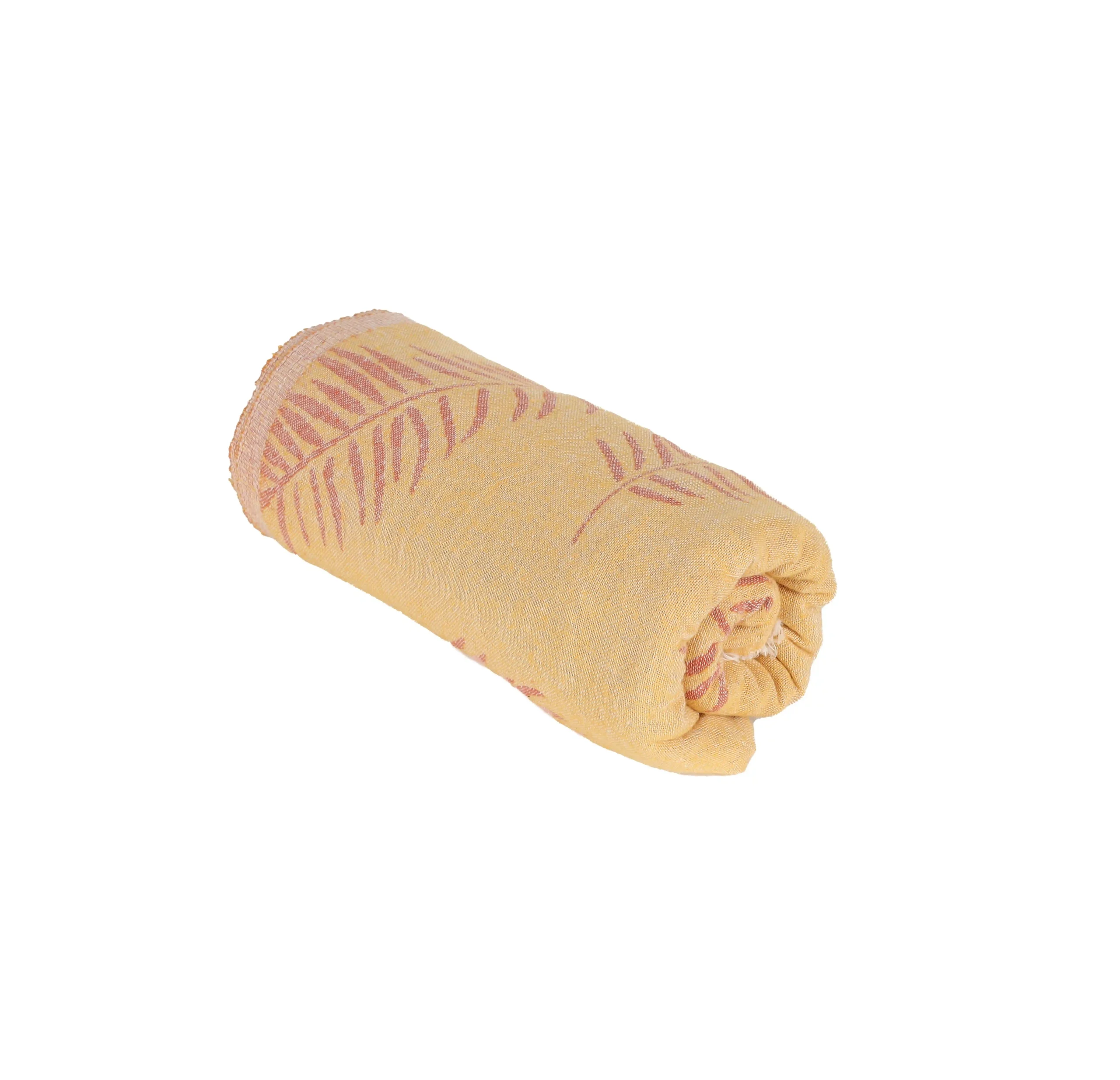 Badetuch aus Baumwolle Rot Gelb Large kompakt und leicht