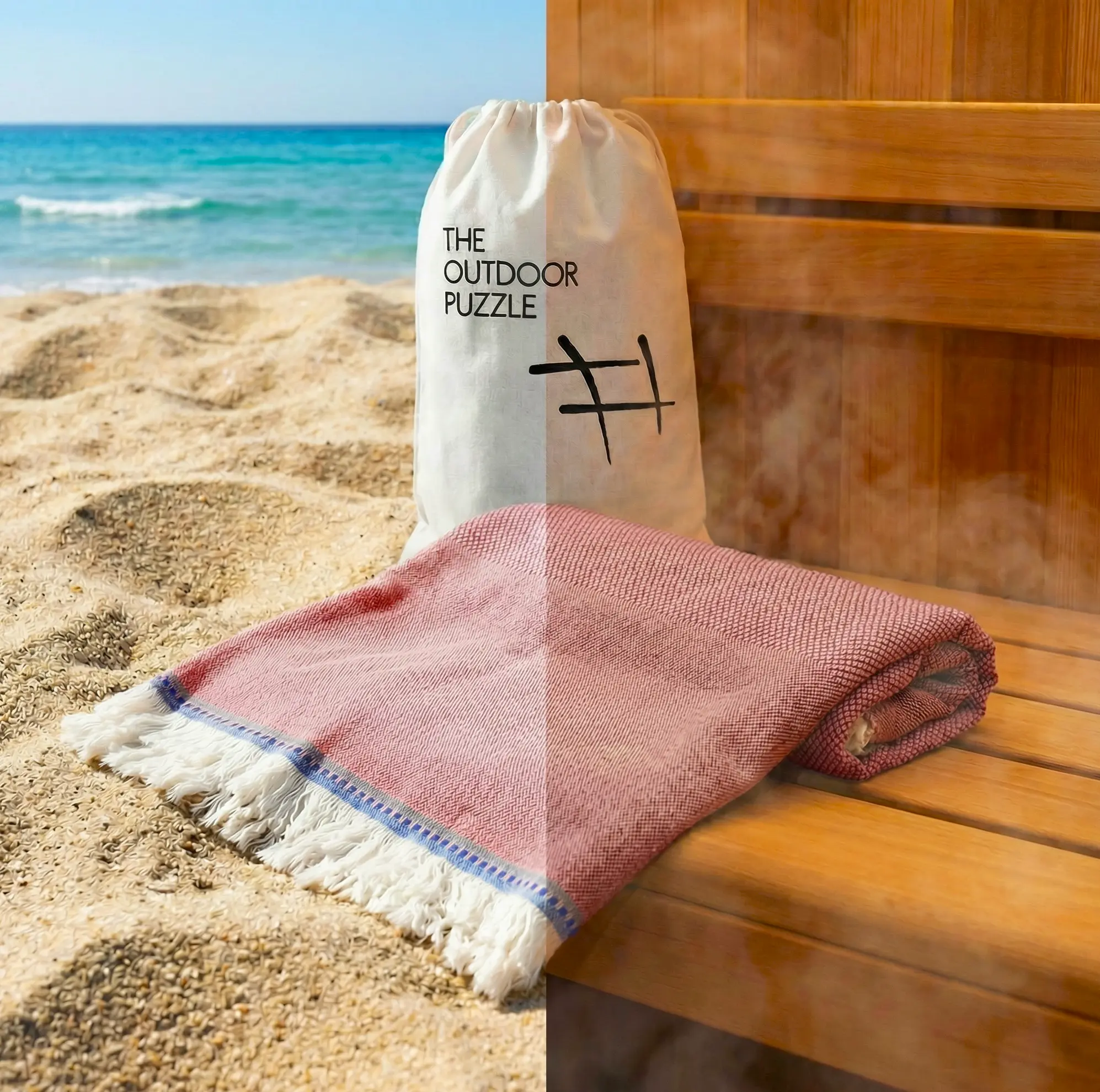 Badetuch rot als Strandtuch für Strand Saunatuch für Sauna