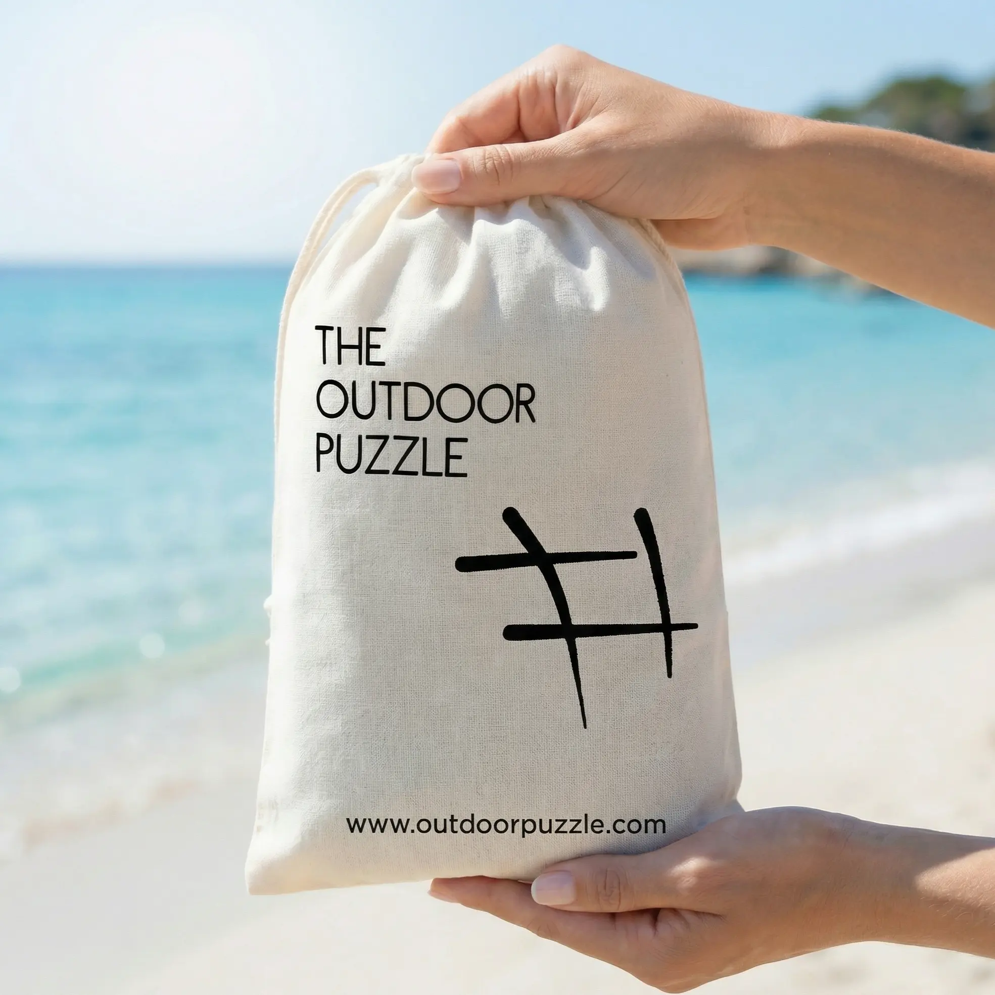 Compact lightweight beach towel in carry bag