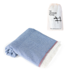 Compact Lightweight Cotton Towel With Carry Bag for Beach Sports, Blue L