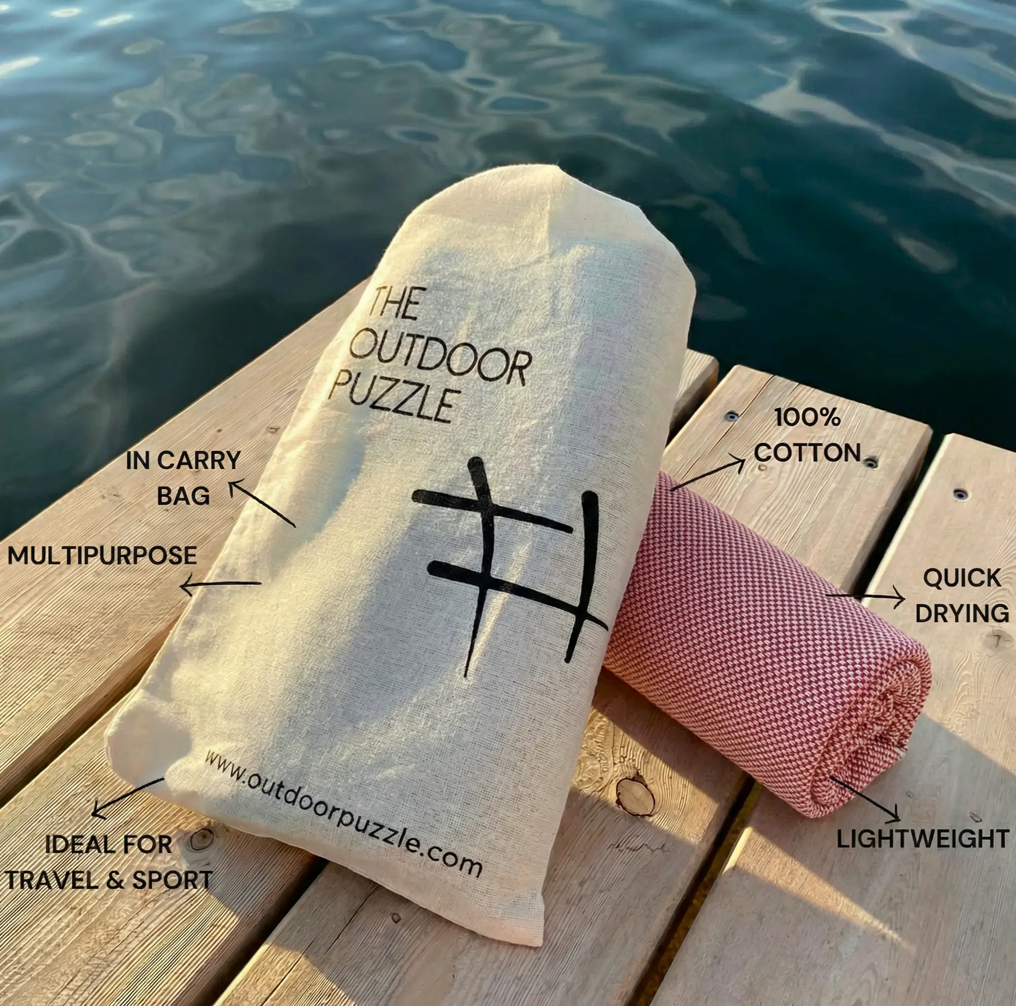 Dünnes rotes Badetuch für Wassersport Reisen Strand