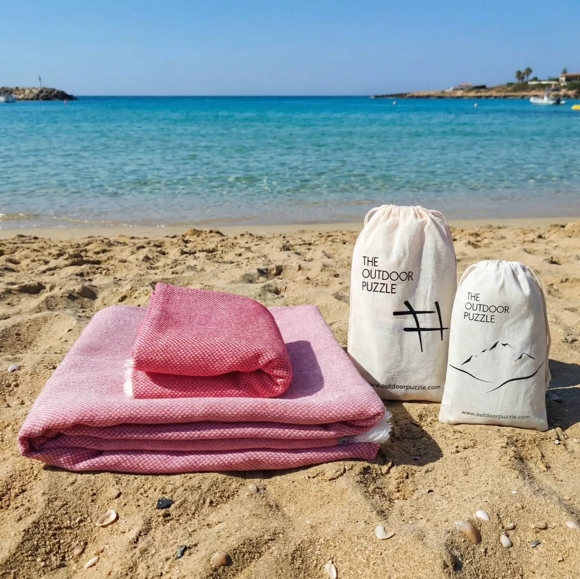 Handtuch Set Rot Dünn im Aufbewahrungsbeutel Strand Reisen Wandern Camping