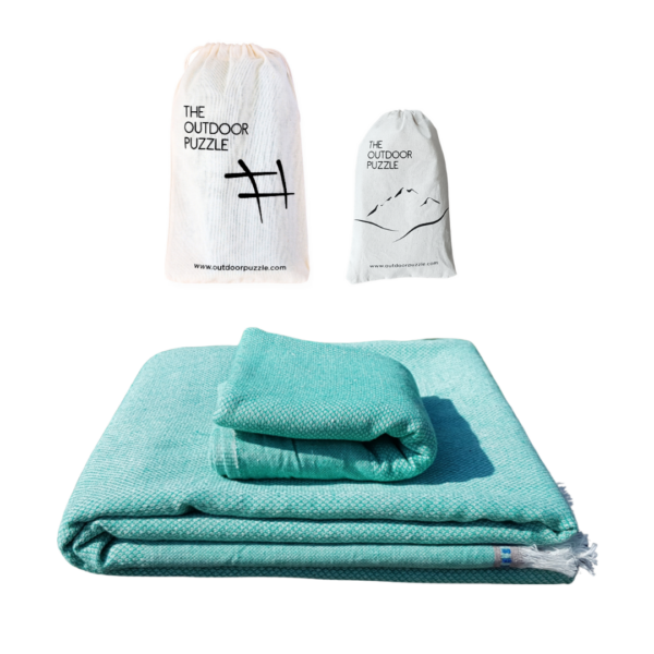 Kompaktes Dünnes Handtuch Set Aus Baumwolle Im Beutel, Grün Large Small