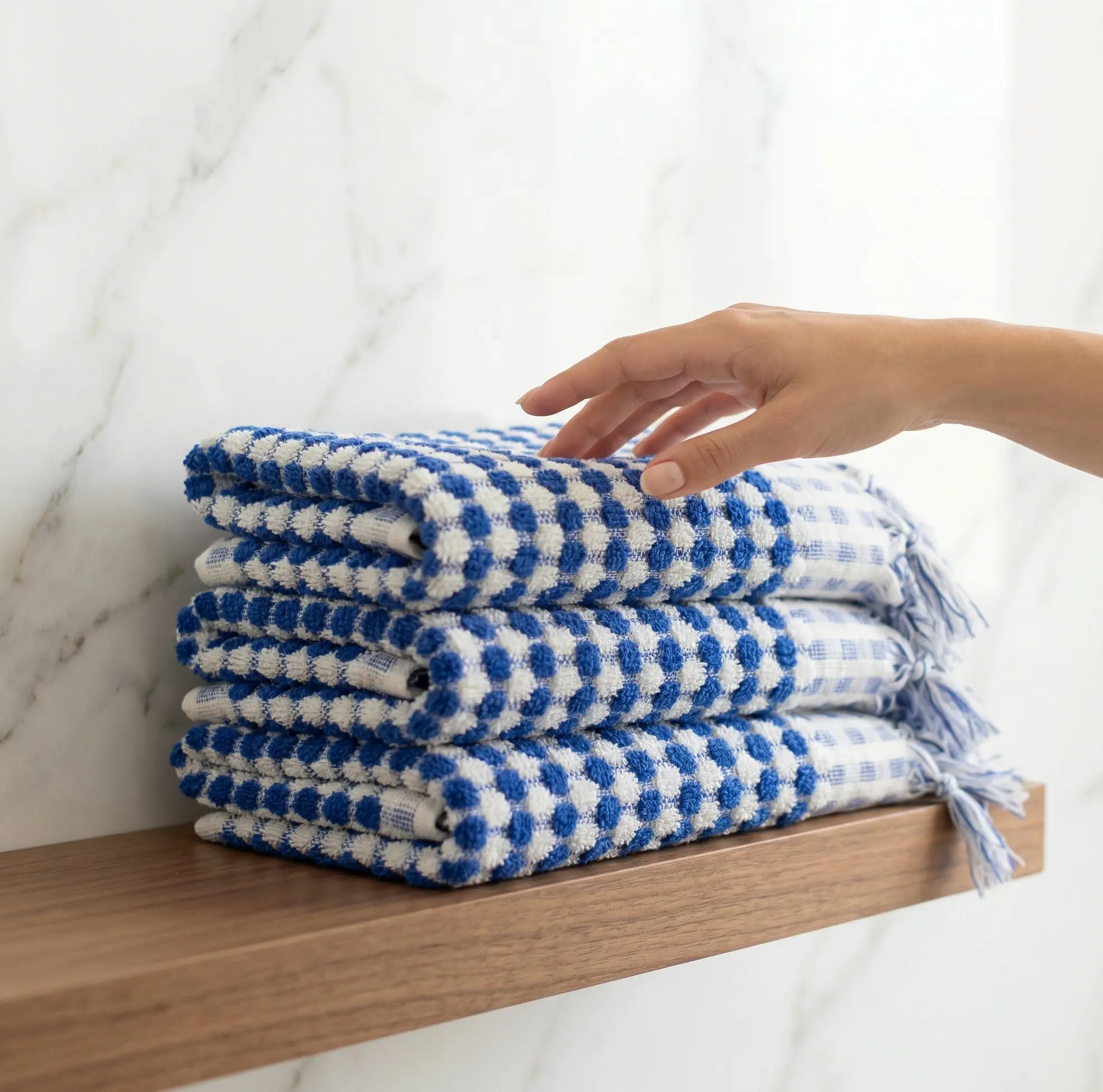 Elegantes Handtuch Aus Baumwolle flauschig– Bad Therme Sauna – Blau Bubble Design